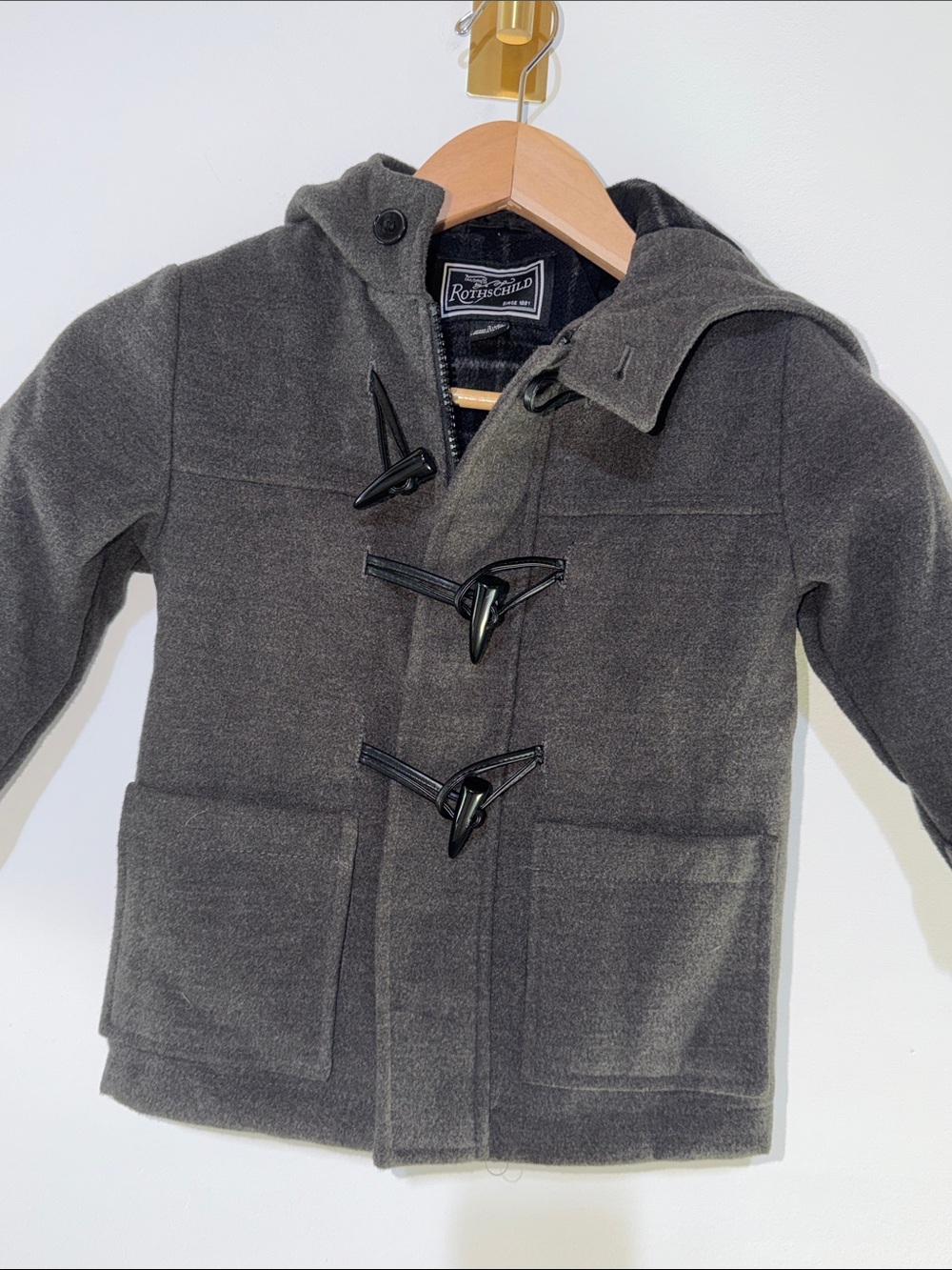 Rothschild  Kids Charcoal Hooded Toggle Peacoat size 4